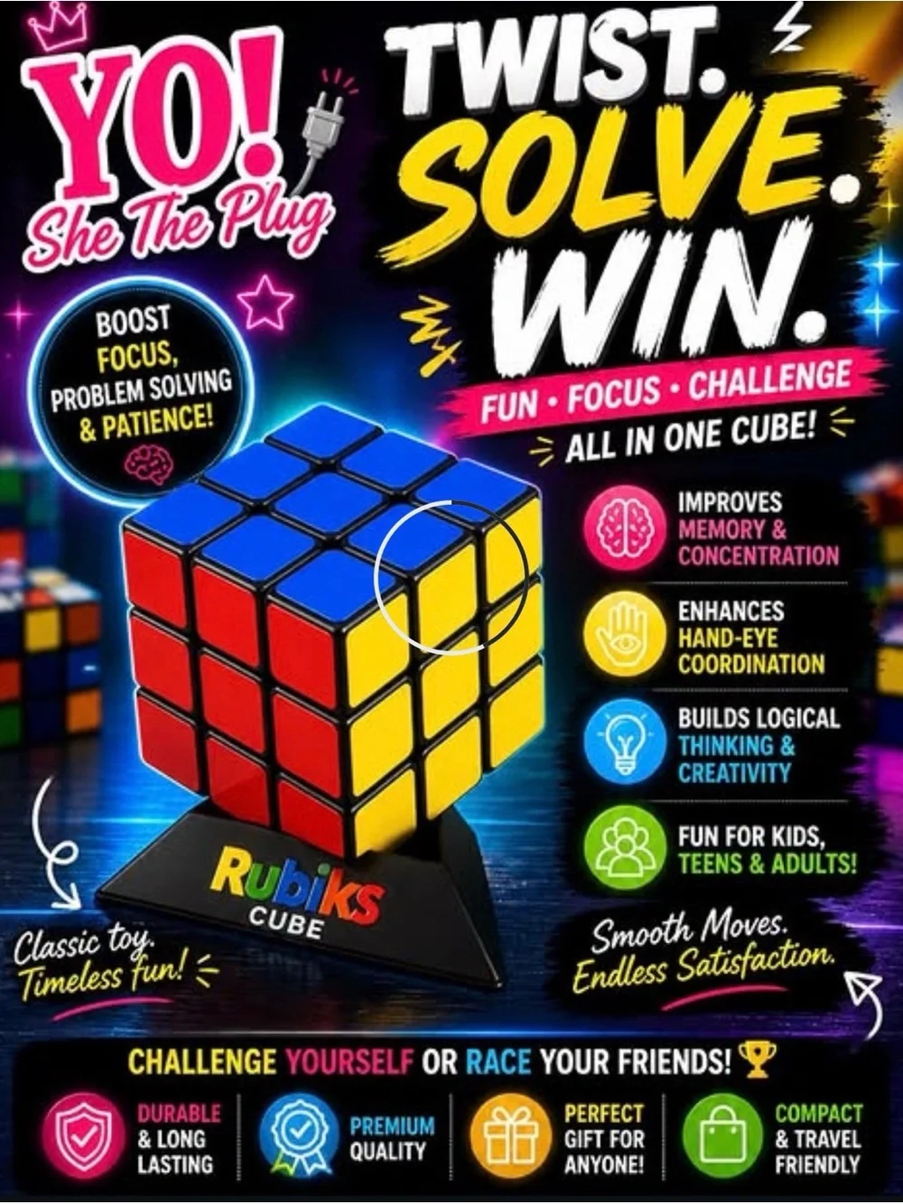 Cube Classic 3x3 Puzzle - Red Blue Yellow